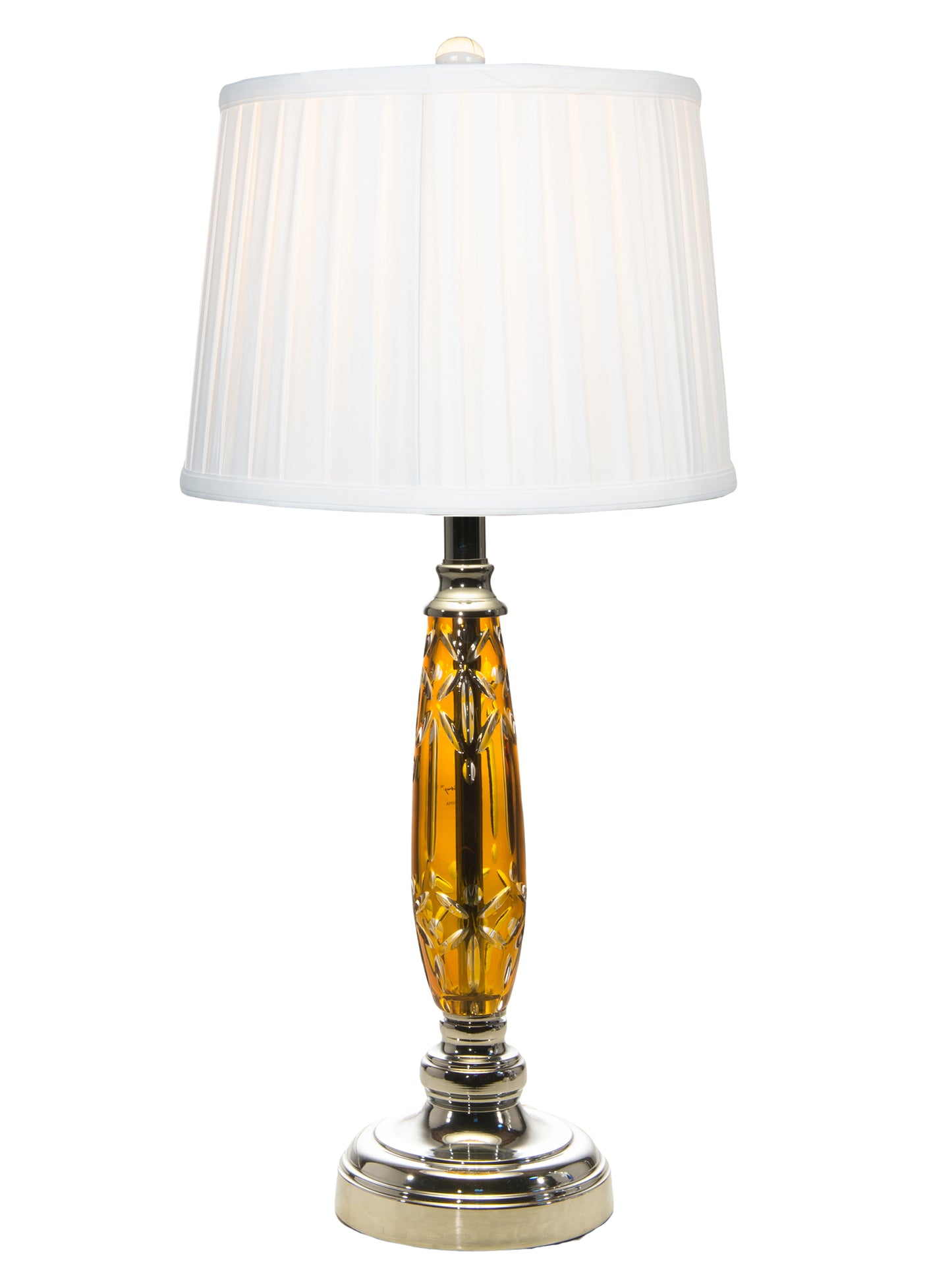Glossy Amber 24% Lead Crystal Table Lamp