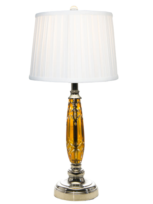 Glossy Amber 24% Lead Crystal Table Lamp