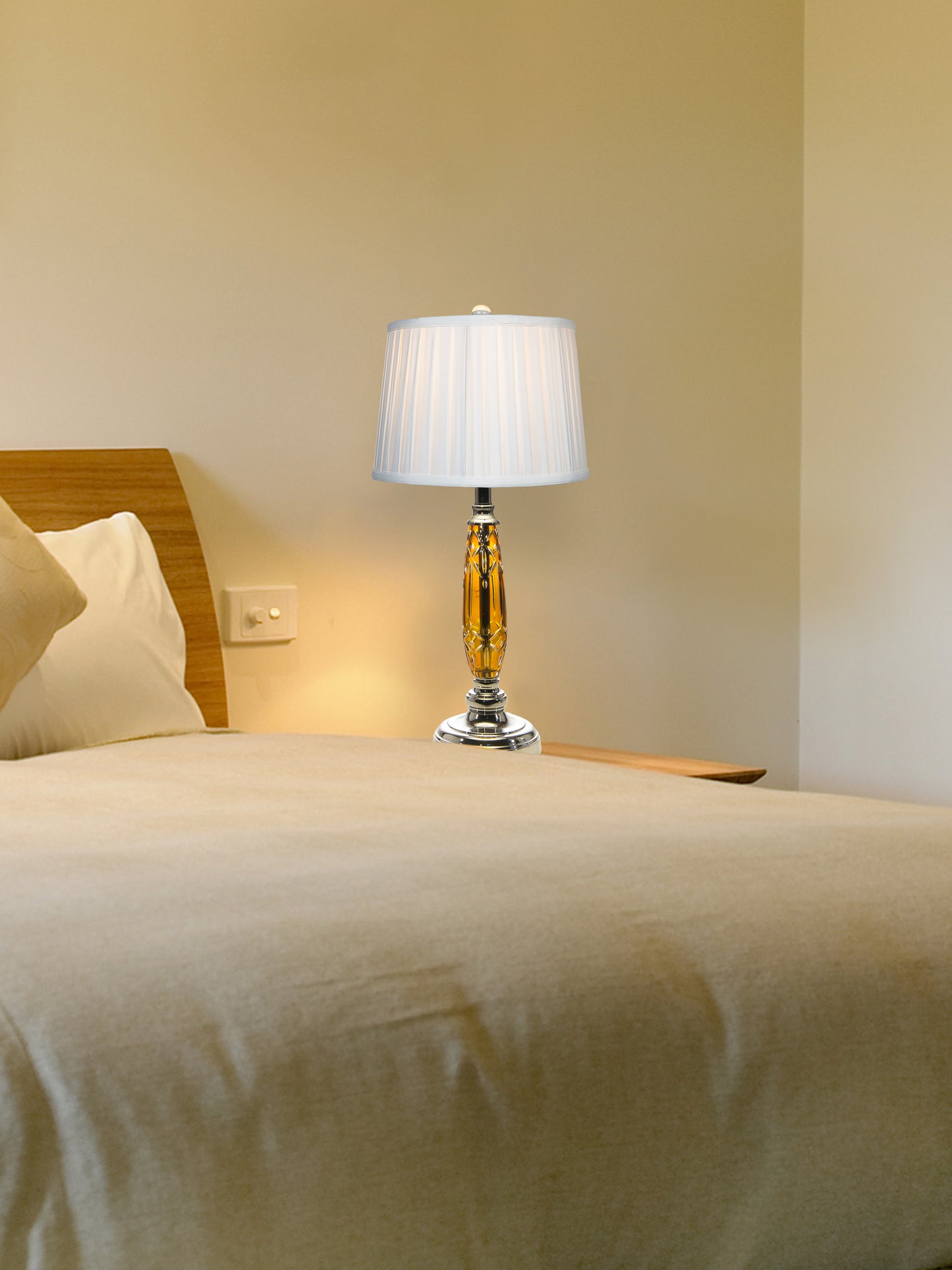 Glossy Amber 24% Lead Crystal Table Lamp