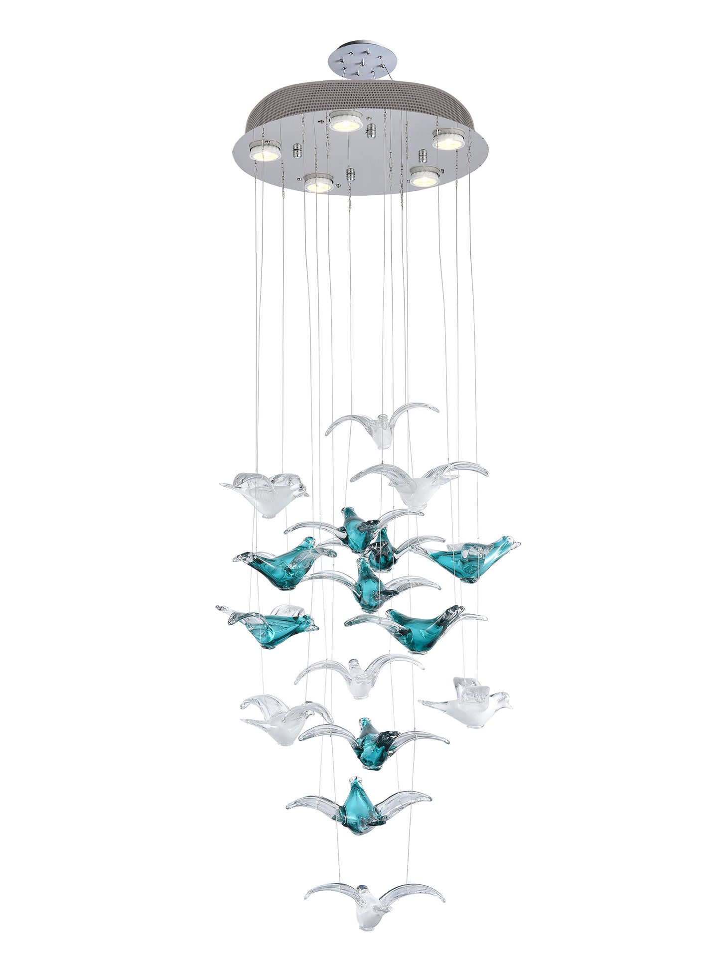Flock Of Birds Hand Blown Art Glass Hanging Fixture