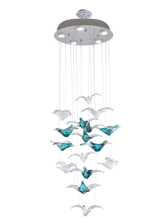 Flock Of Birds Hand Blown Art Glass Hanging Fixture