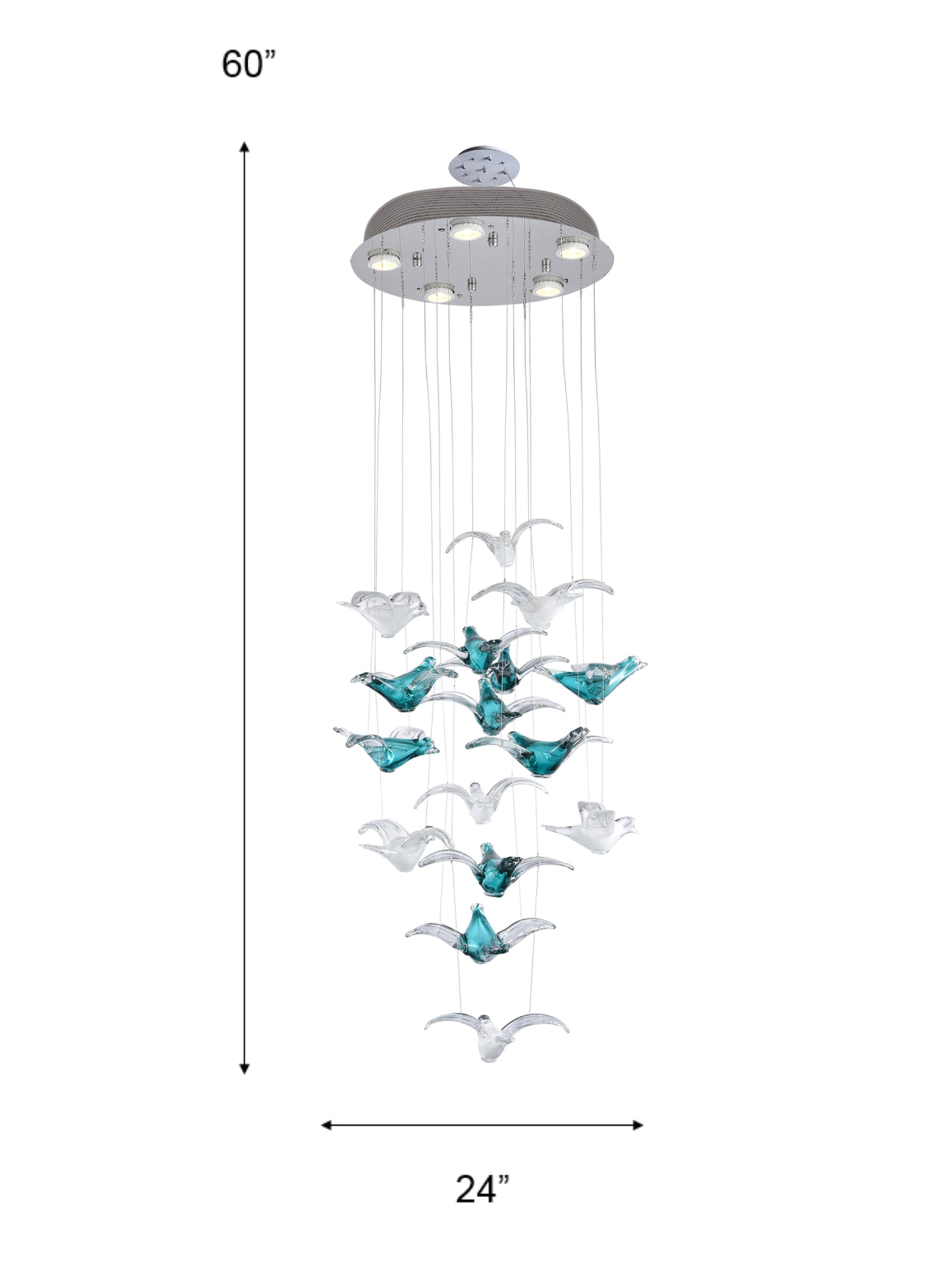 Flock Of Birds Hand Blown Art Glass Hanging Fixture