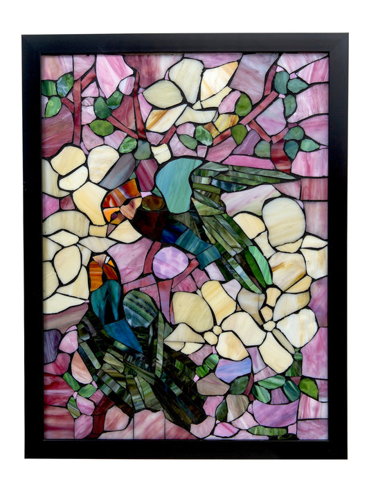 Parrots Mosaic Art Glass Wall Art / Suncatchers