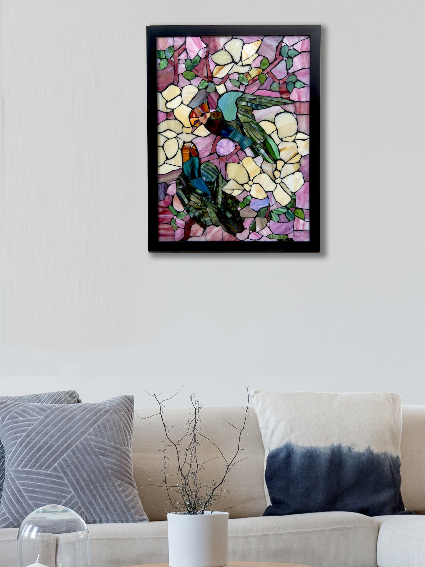 Parrots Mosaic Art Glass Wall Art / Suncatchers