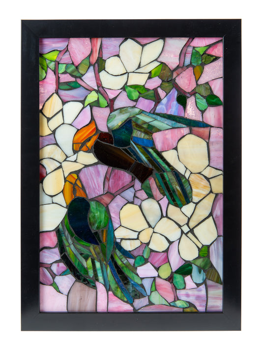 Parrots Mosaic Art Glass Wall Art / Suncatchers