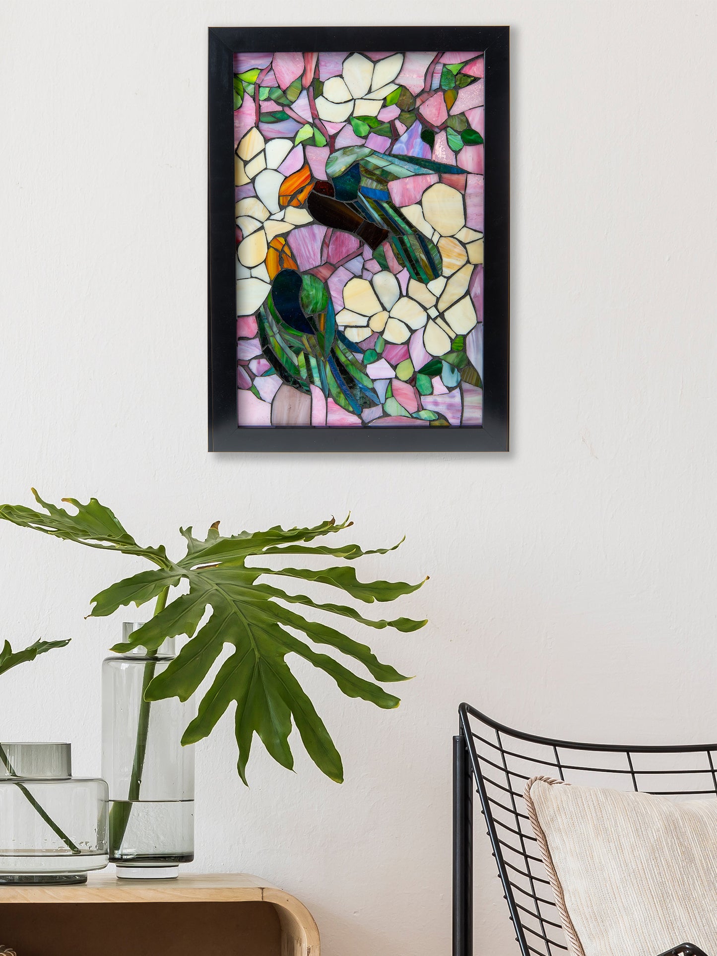 Parrots Mosaic Art Glass Wall Art / Suncatchers