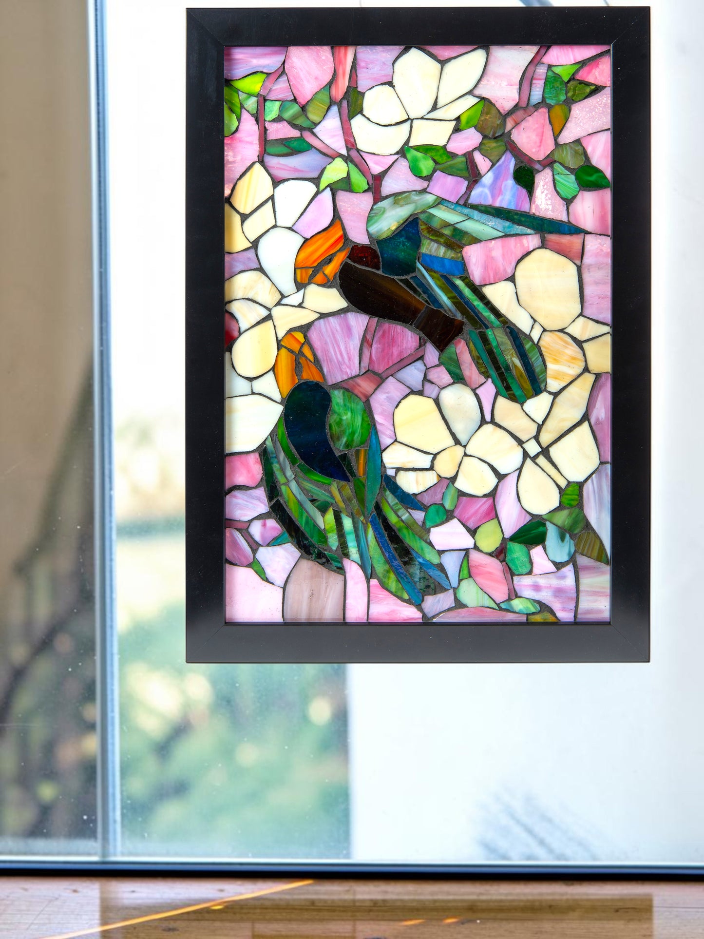 Parrots Mosaic Art Glass Wall Art / Suncatchers