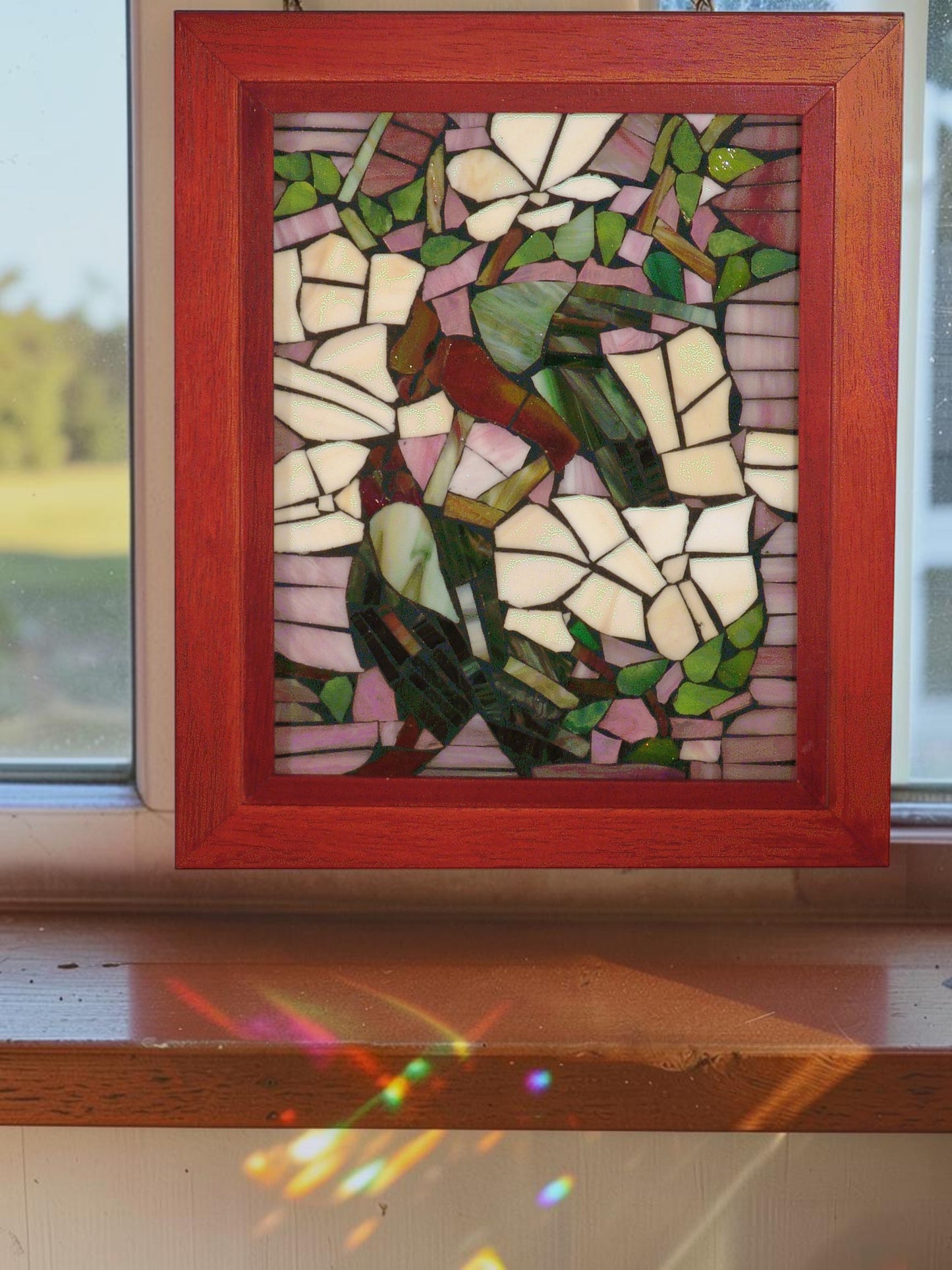 Parrots Mosaic Art Glass Wall Art / Suncatchers