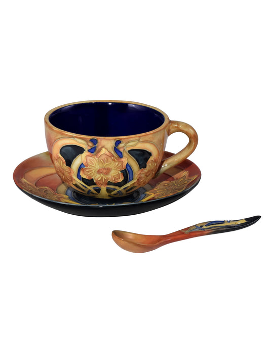 Dale Tiffany Pasque Flower Hand Painted Porcelain Cup And Saucer Set