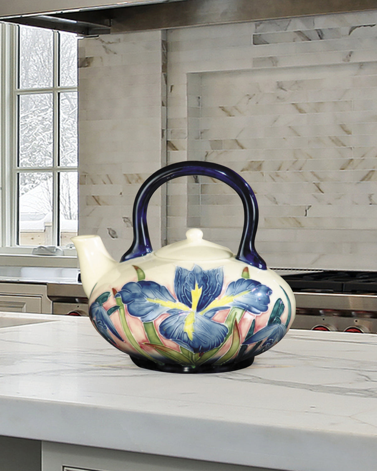 Dale Tiffany Iris Hand Painted Porcelain Tea Pot