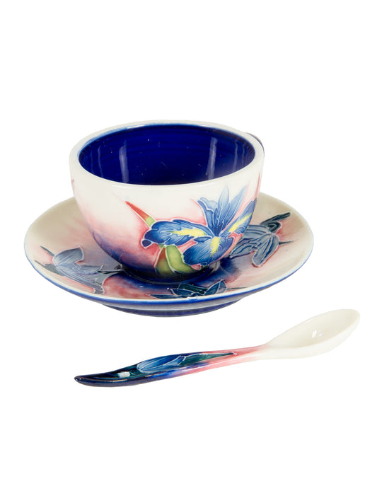 Dale Tiffany Iris Hand Painted Porcelain Cup And Saucer Set