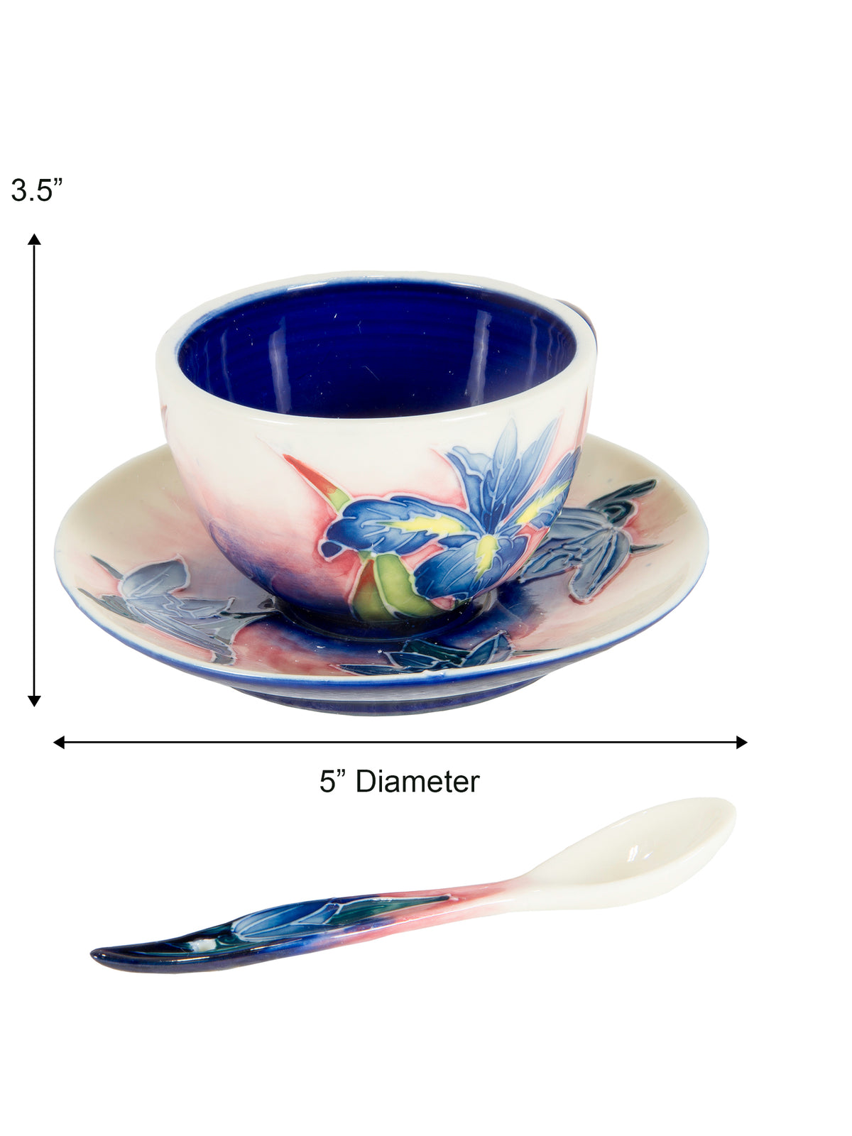 Dale Tiffany Iris Hand Painted Porcelain Cup And Saucer Set
