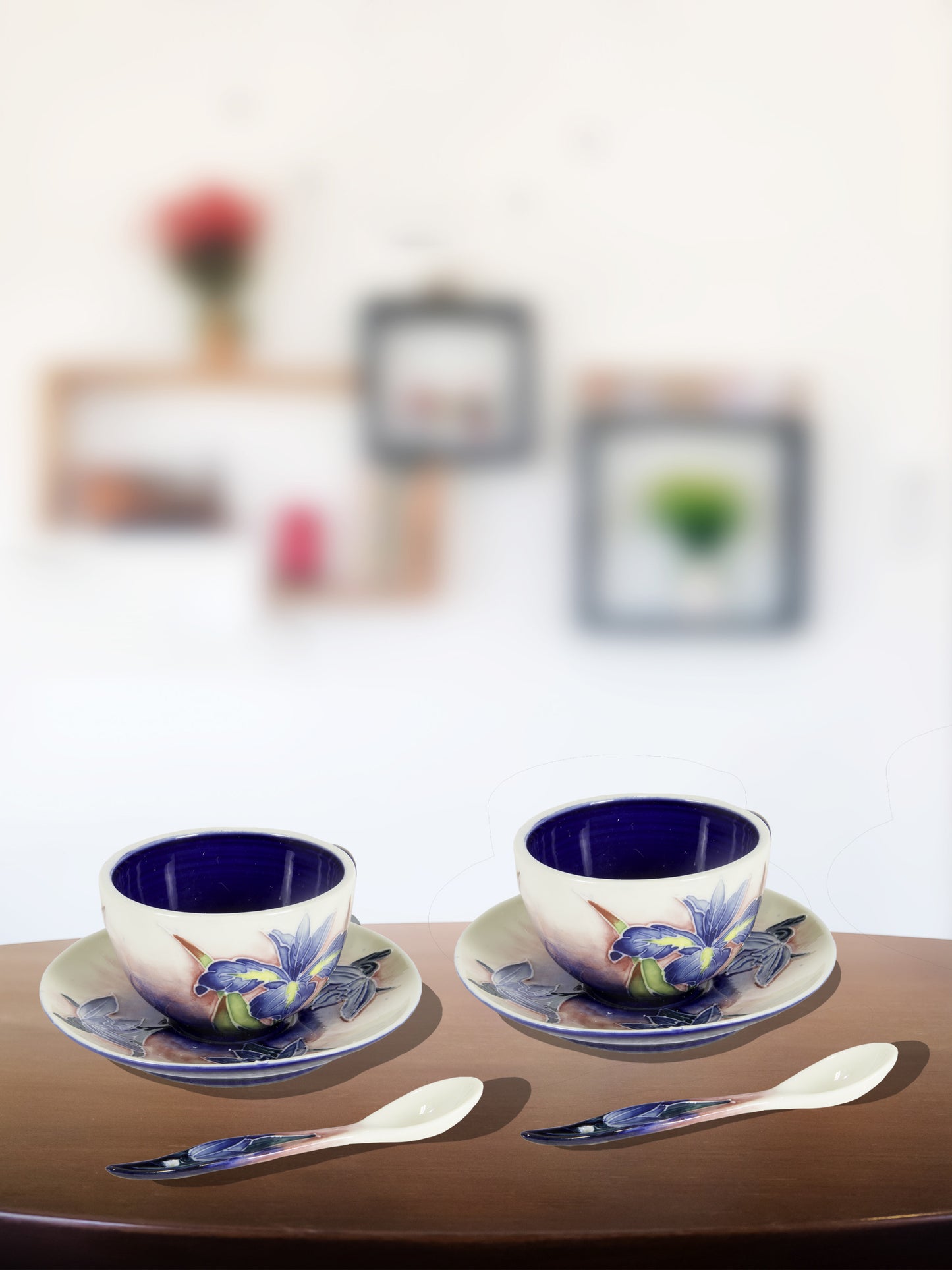 Iris 2-Piece Hand Painted Porcelain Cup And Saucer Set