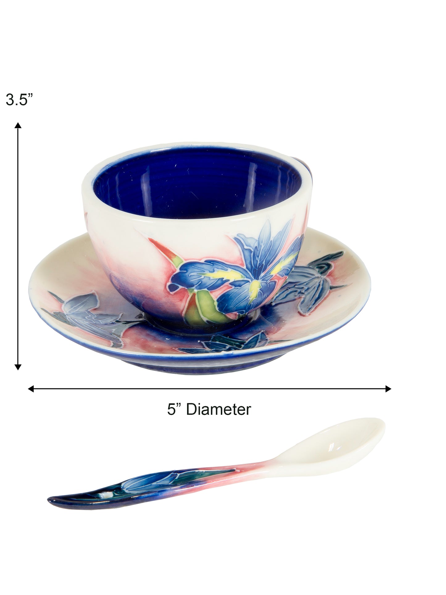Iris 2-Piece Hand Painted Porcelain Cup And Saucer Set