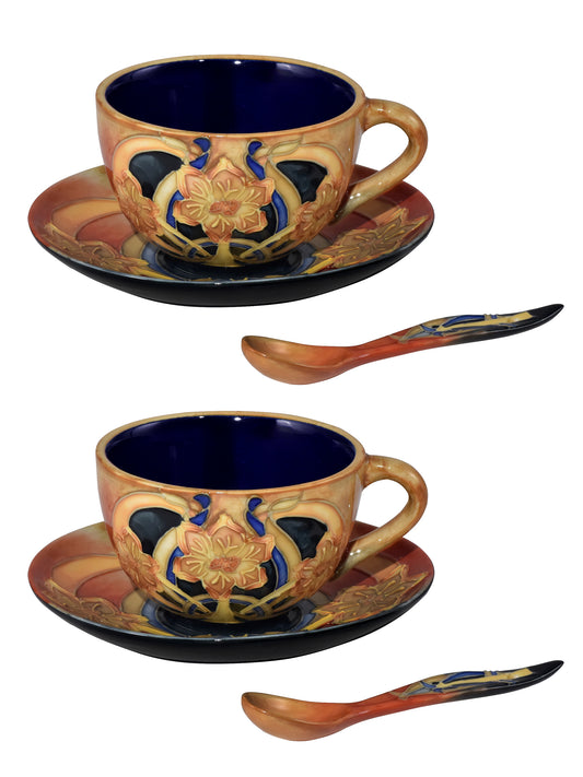 Pasque Flower 2-Pc Hand Painted Porcelain Cup And Saucer Set
