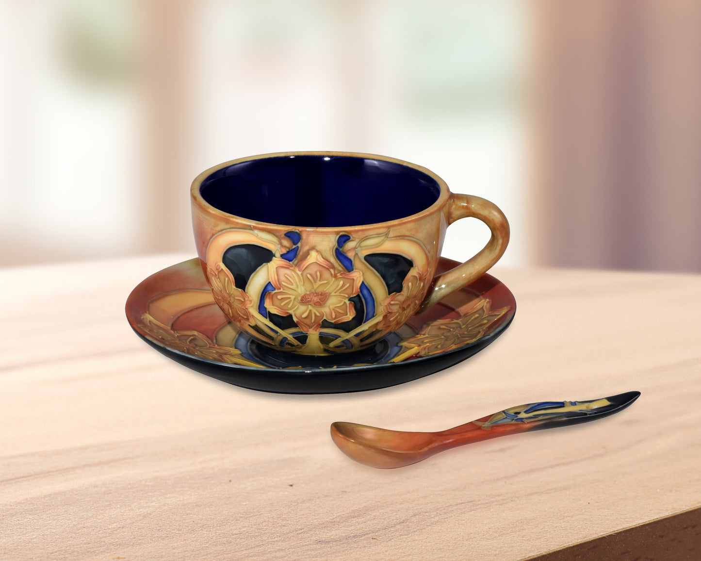 Pasque Flower 2-Pc Hand Painted Porcelain Cup And Saucer Set