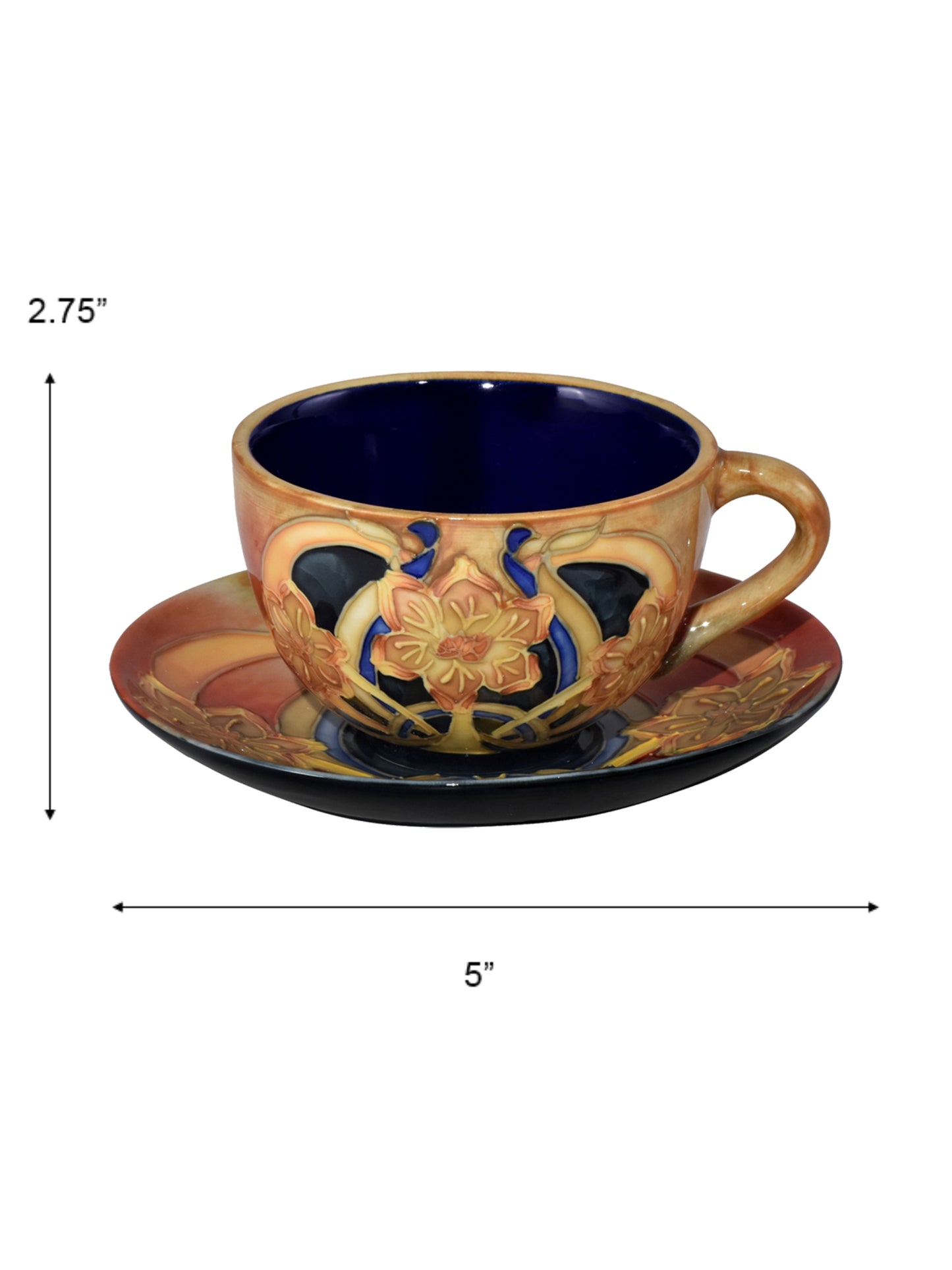 Pasque Flower 2-Pc Hand Painted Porcelain Cup And Saucer Set