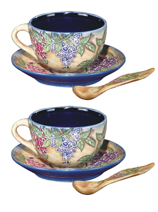Grape Vine 2-Piece Hand Painted Porcelain Cup And Saucer Set