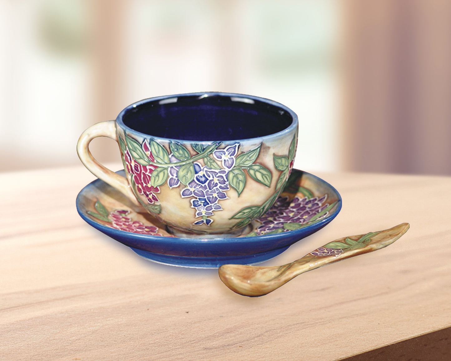 Grape Vine 2-Piece Hand Painted Porcelain Cup And Saucer Set