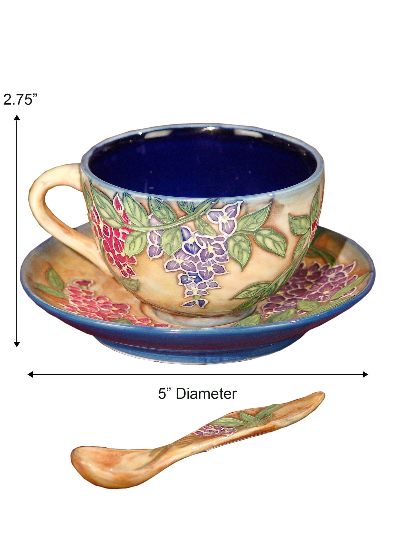 Grape Vine 2-Piece Hand Painted Porcelain Cup And Saucer Set