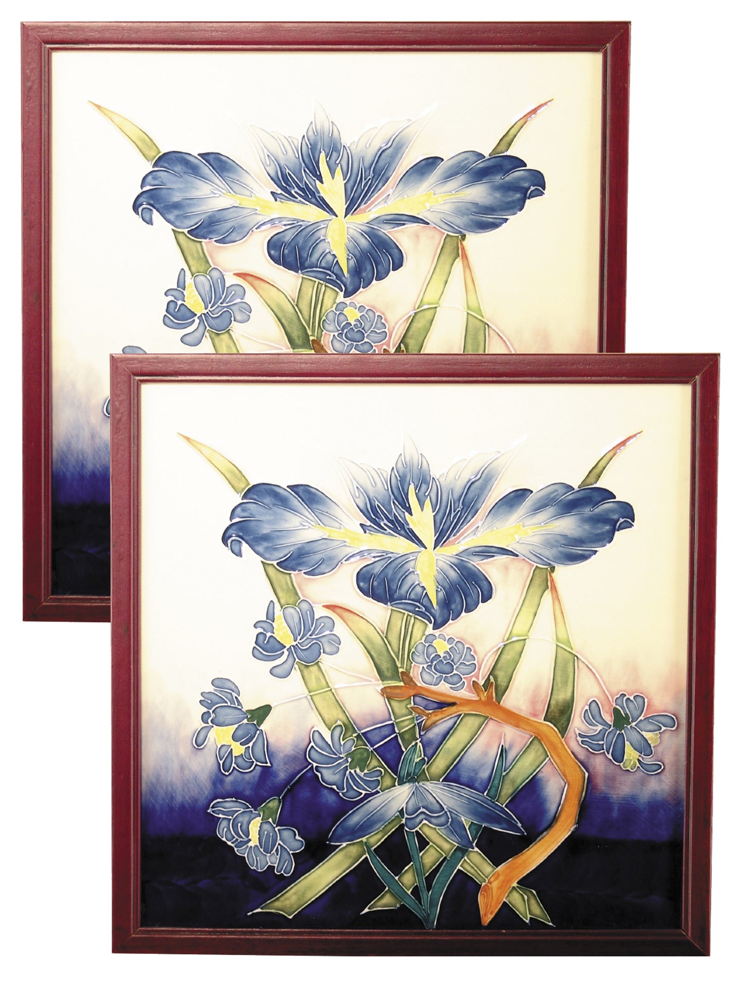 Iris 2-Piece Hand Painted Porcelain Wall Art / Suncatchers
