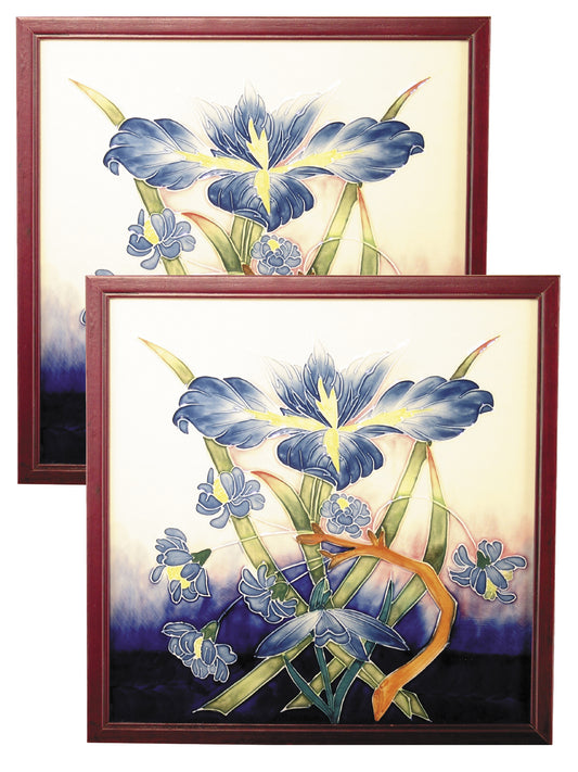 Dale Tiffany Iris 2-Piece Hand Painted Porcelain Wall Art / Suncatchers
