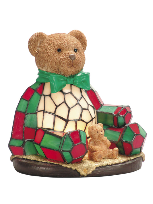Noel Bear Tiffany Accent Lamp