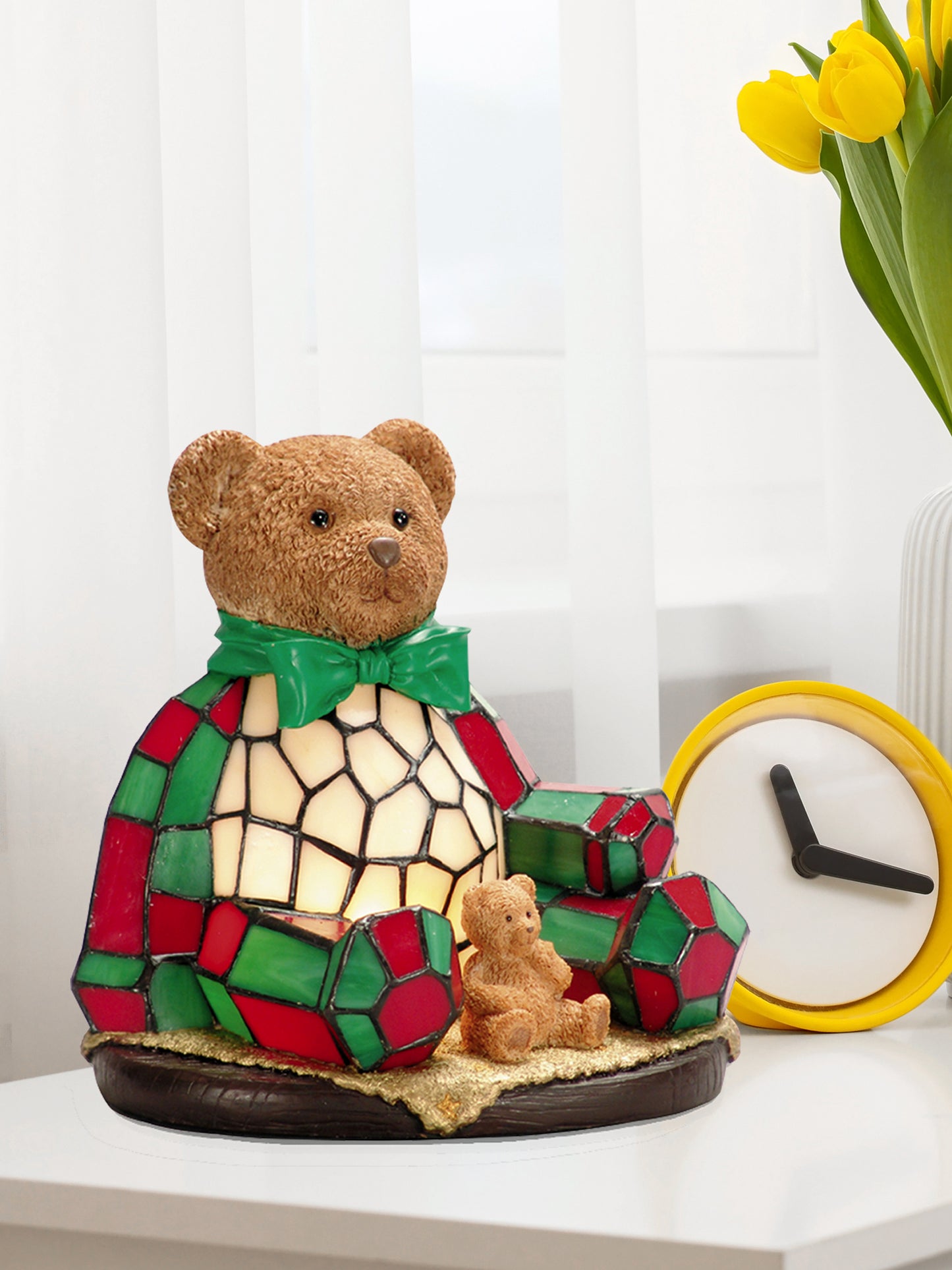 Noel Bear Tiffany Accent Lamp