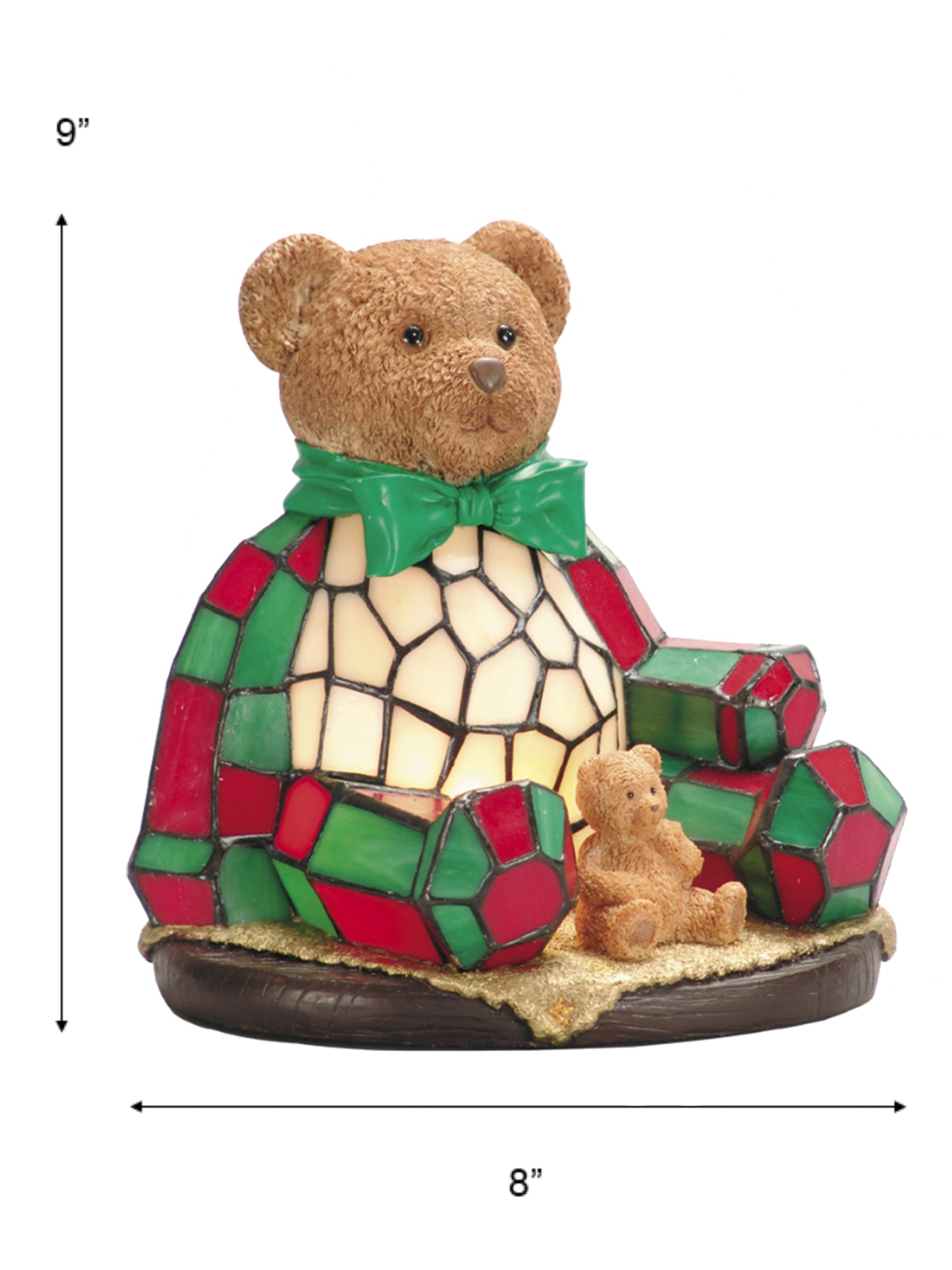 Noel Bear Tiffany Accent Lamp