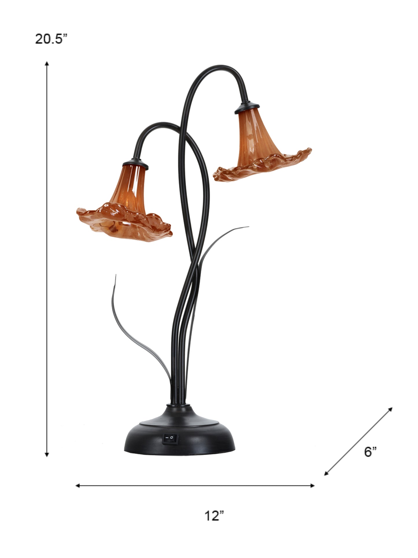 Orange Trumpet 2-Light LED Hand Blown Art Glass Accent Lamp
