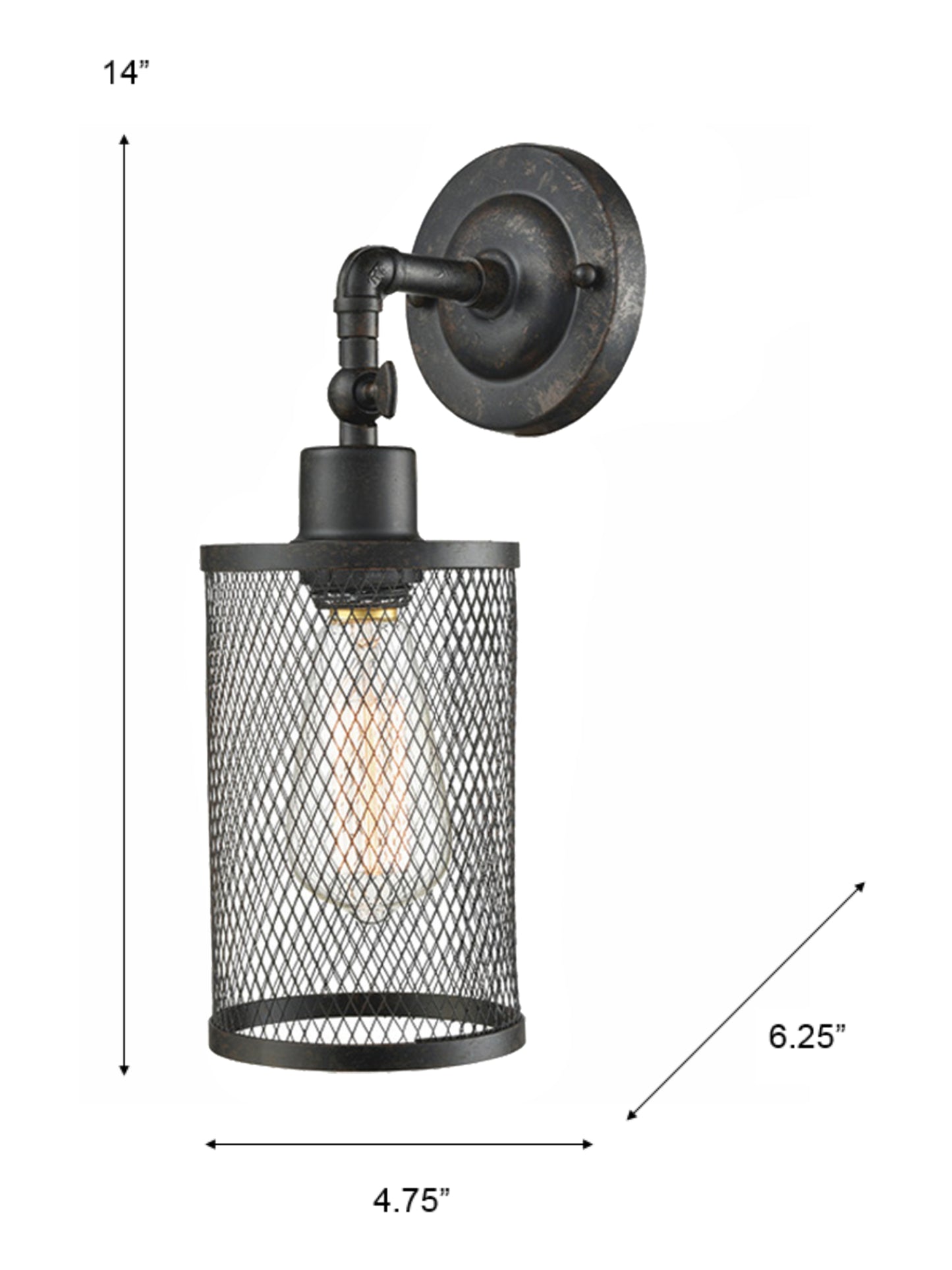 Garth Vintage Industrial Mesh Metal Shade Wall Sconce with Built-in LED