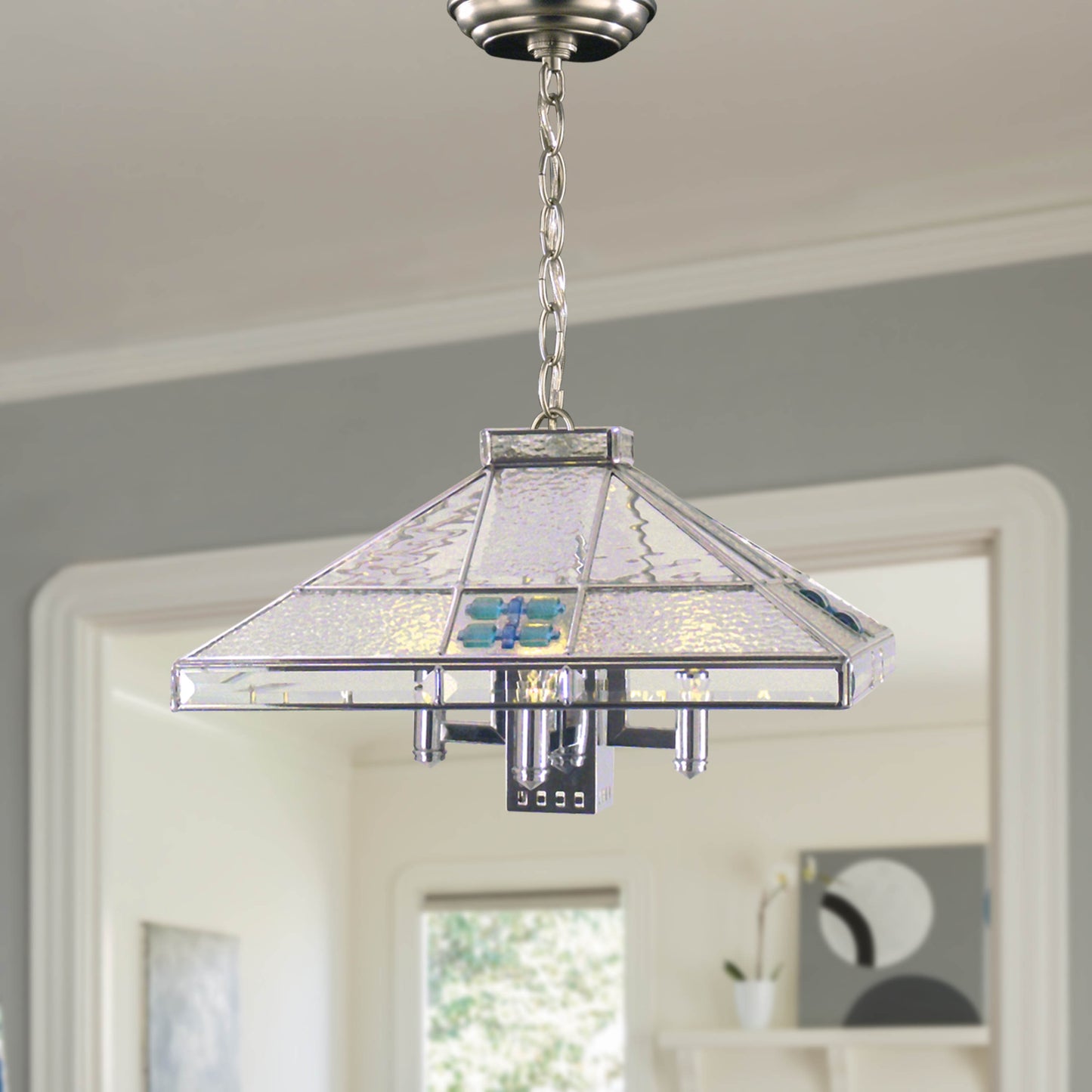 Blue Fused 5-Light Hanging Fixture