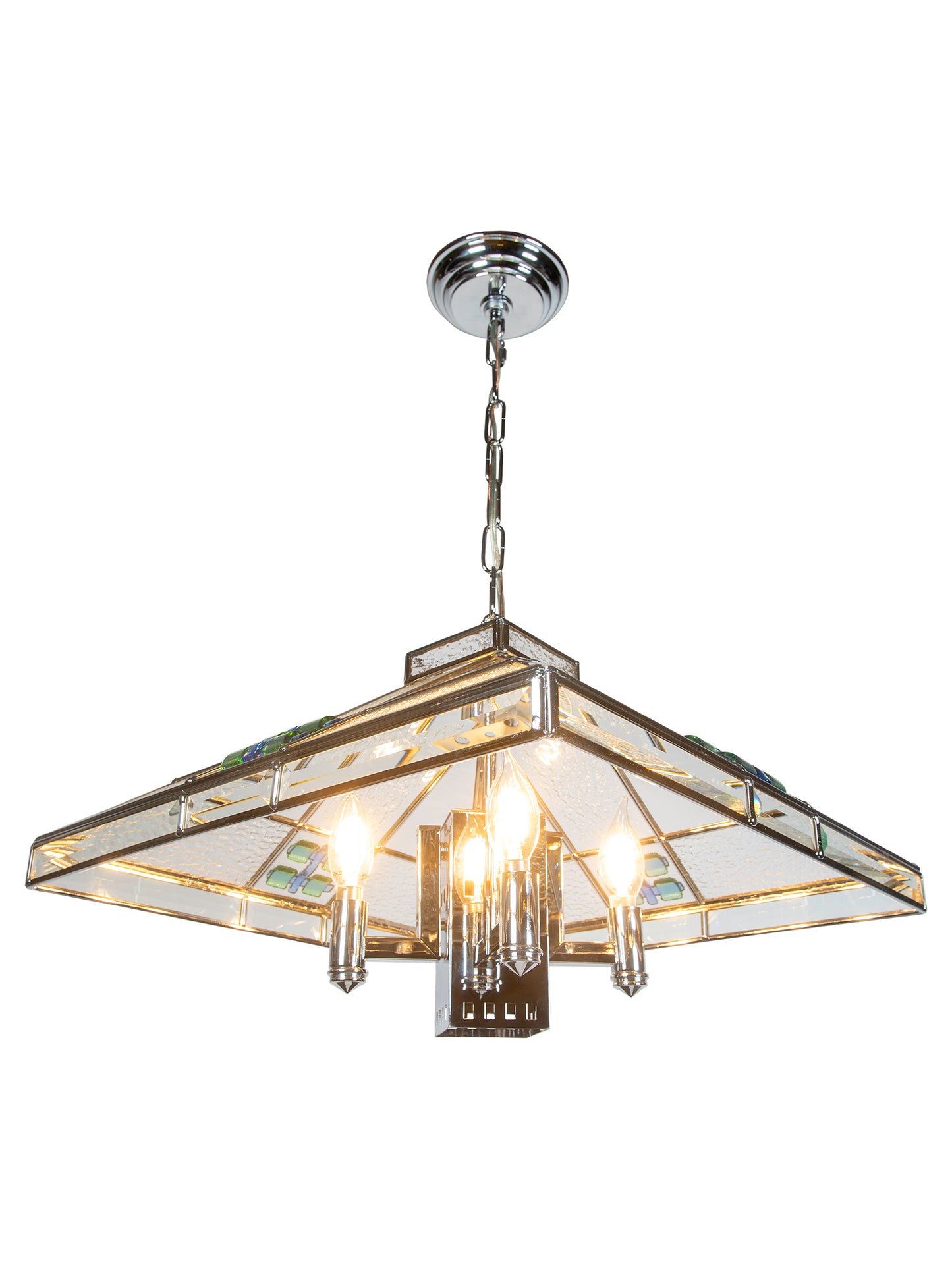 Blue Fused 5-Light Hanging Fixture