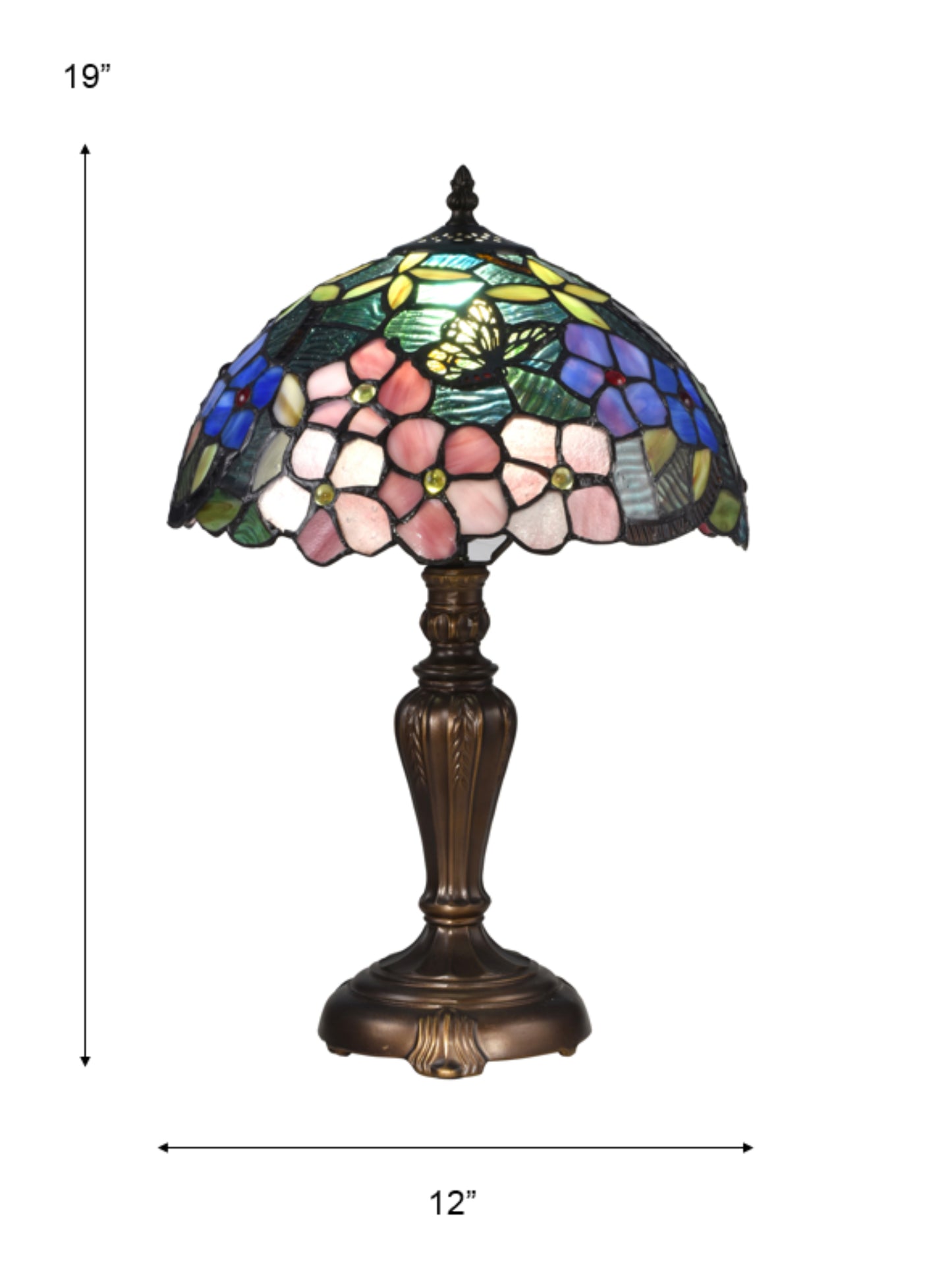 Fox Peony Tiffany Table Lamp