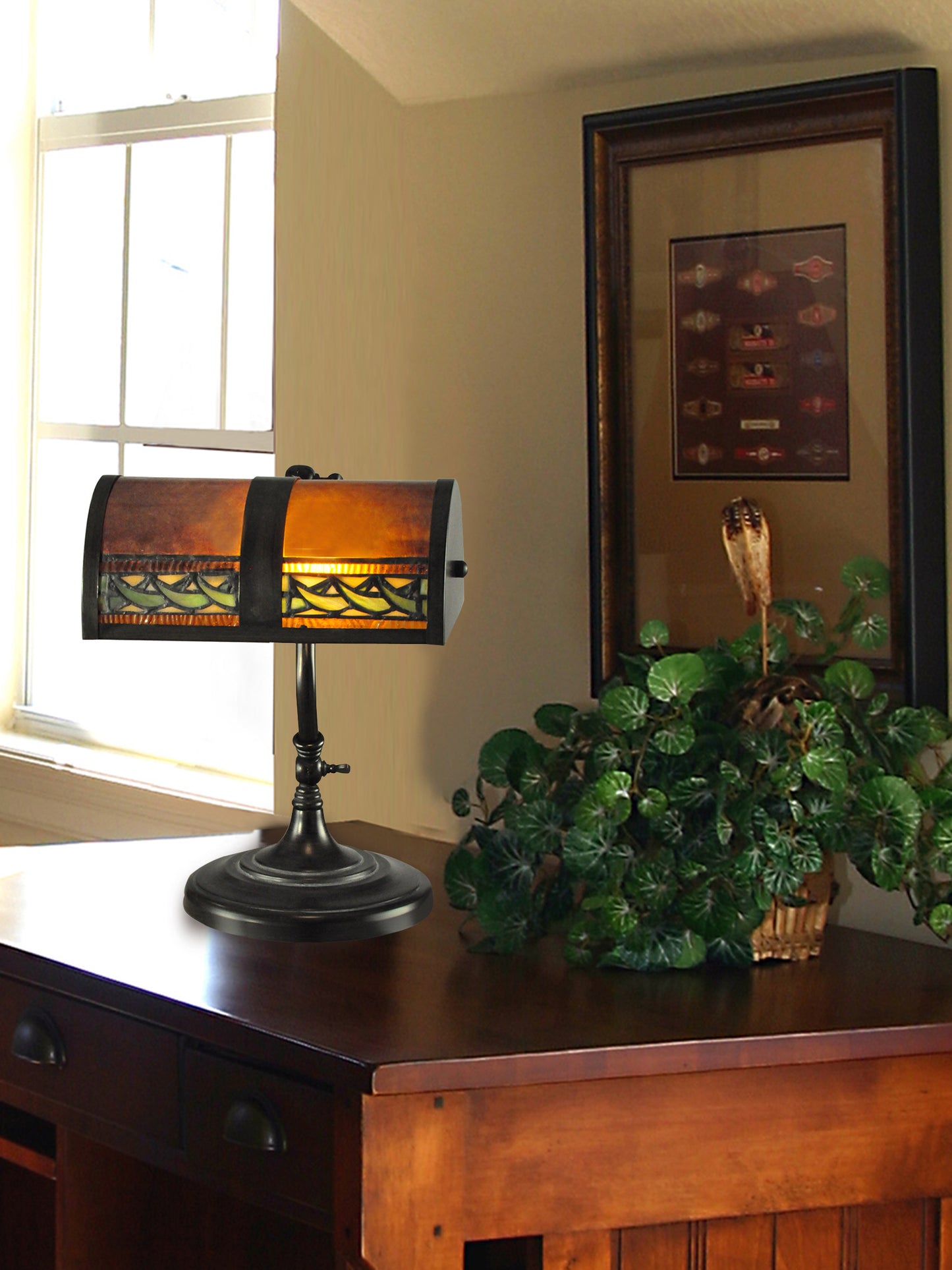 Egyptian Mica Tiffany Bank Accent Desk Lamp