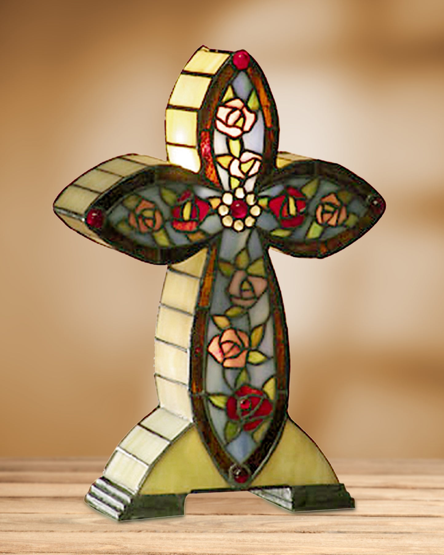 Tiffany Floral Cross Accent Lamp