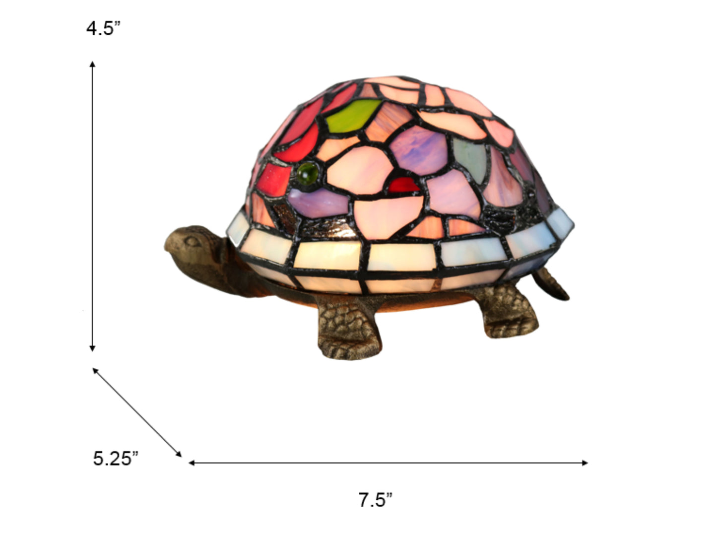 Toto Turtle Floral Tiffany Accent Lamp