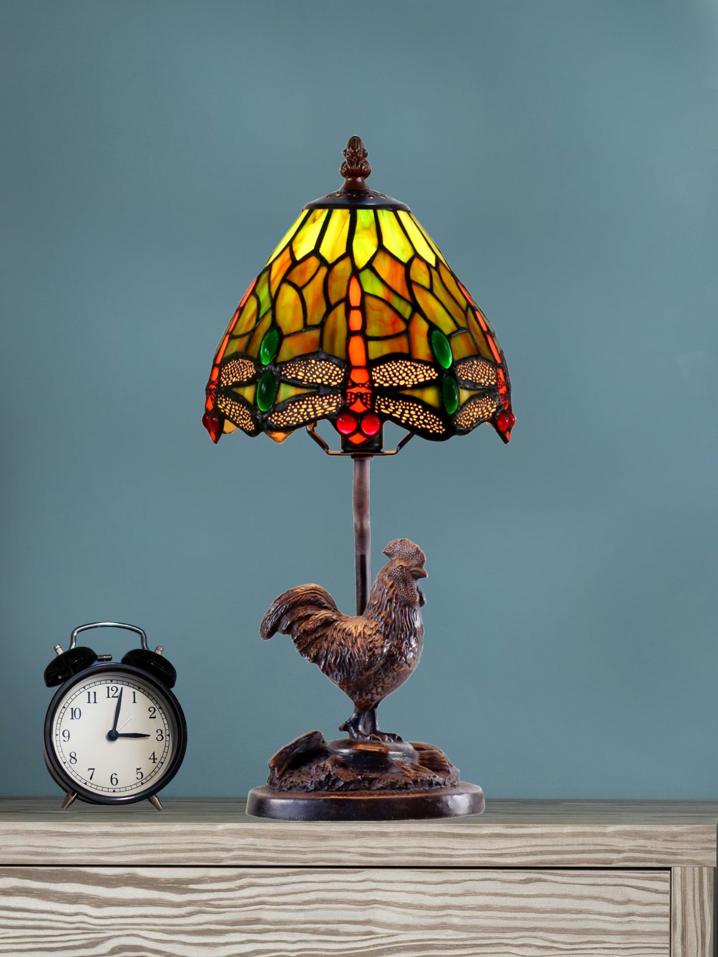 Callico Rooster Tiffany Accent Lamp