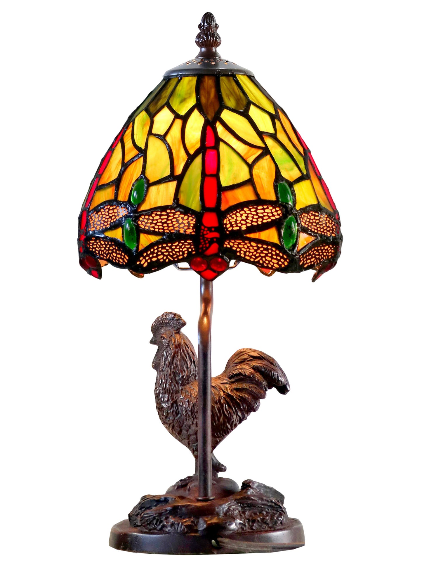 Callico Rooster Tiffany Accent Lamp