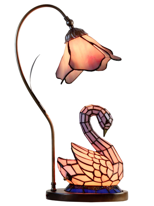 Poelking Swan Tiffany Accent Lamp with Night Light