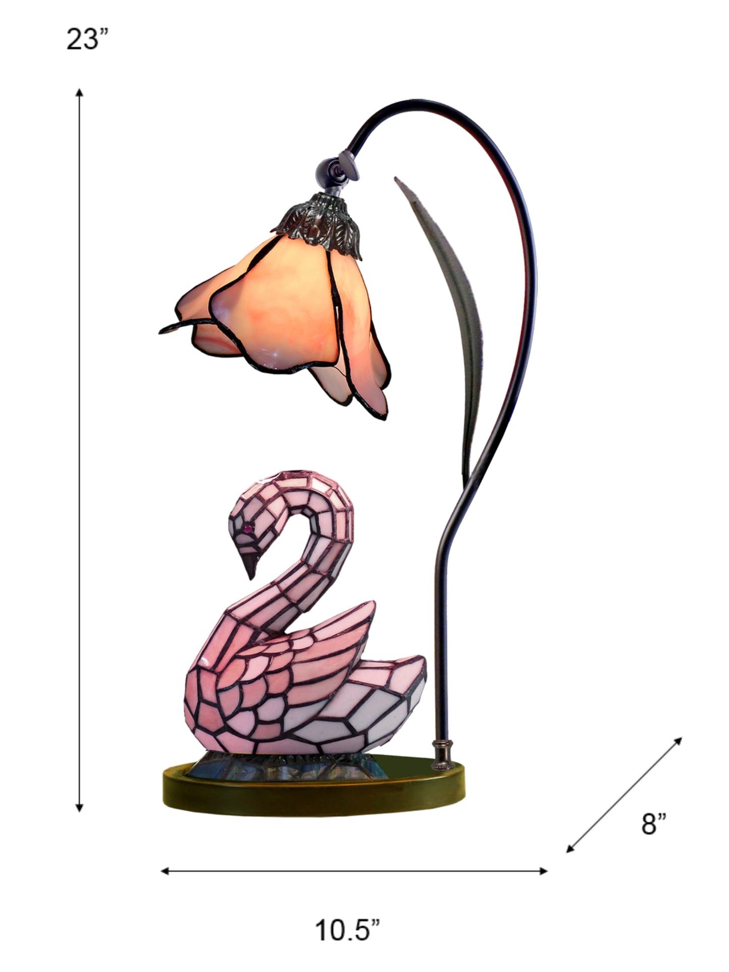 Poelking Swan Tiffany Accent Lamp with Night Light