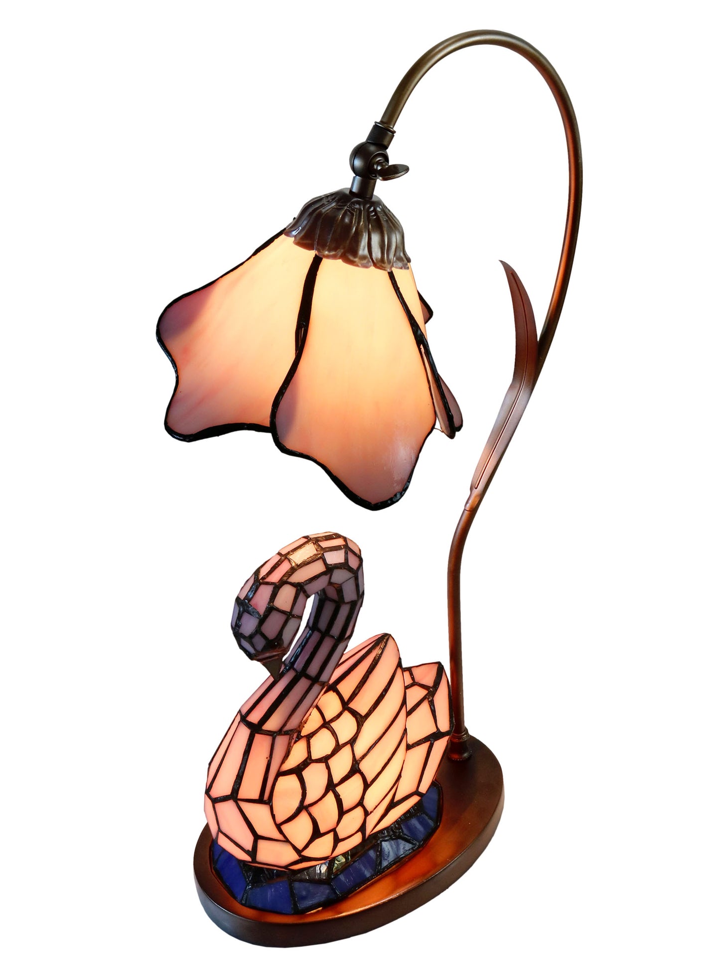 Poelking Swan Tiffany Accent Lamp with Night Light