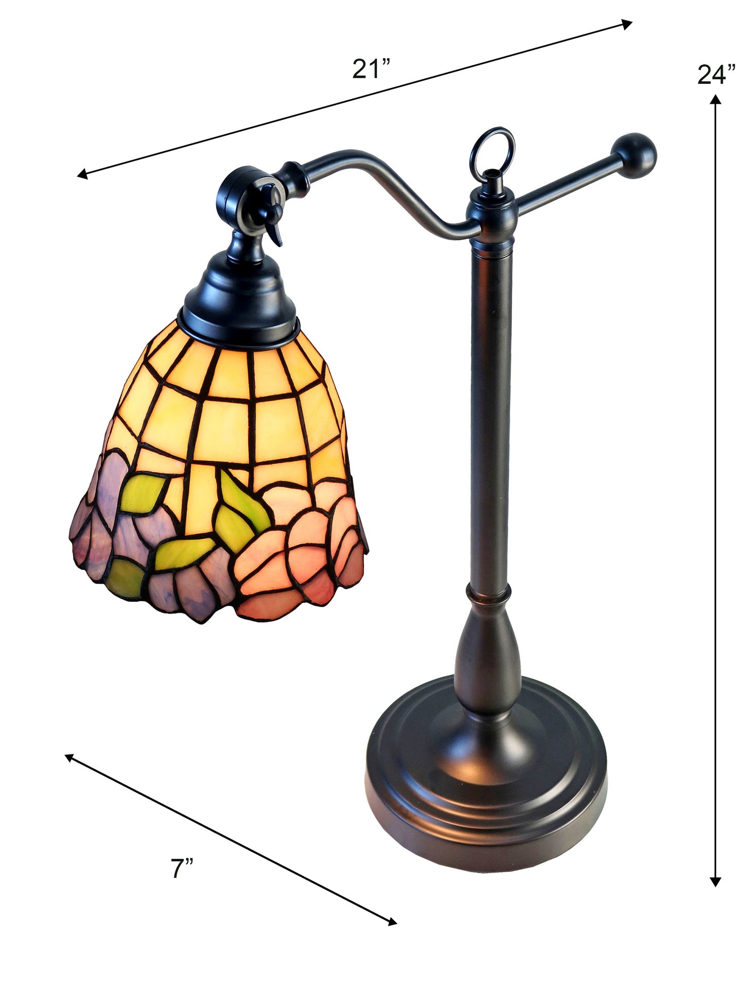 De Anza Tiffany Adjustable Shade Desk Lamp