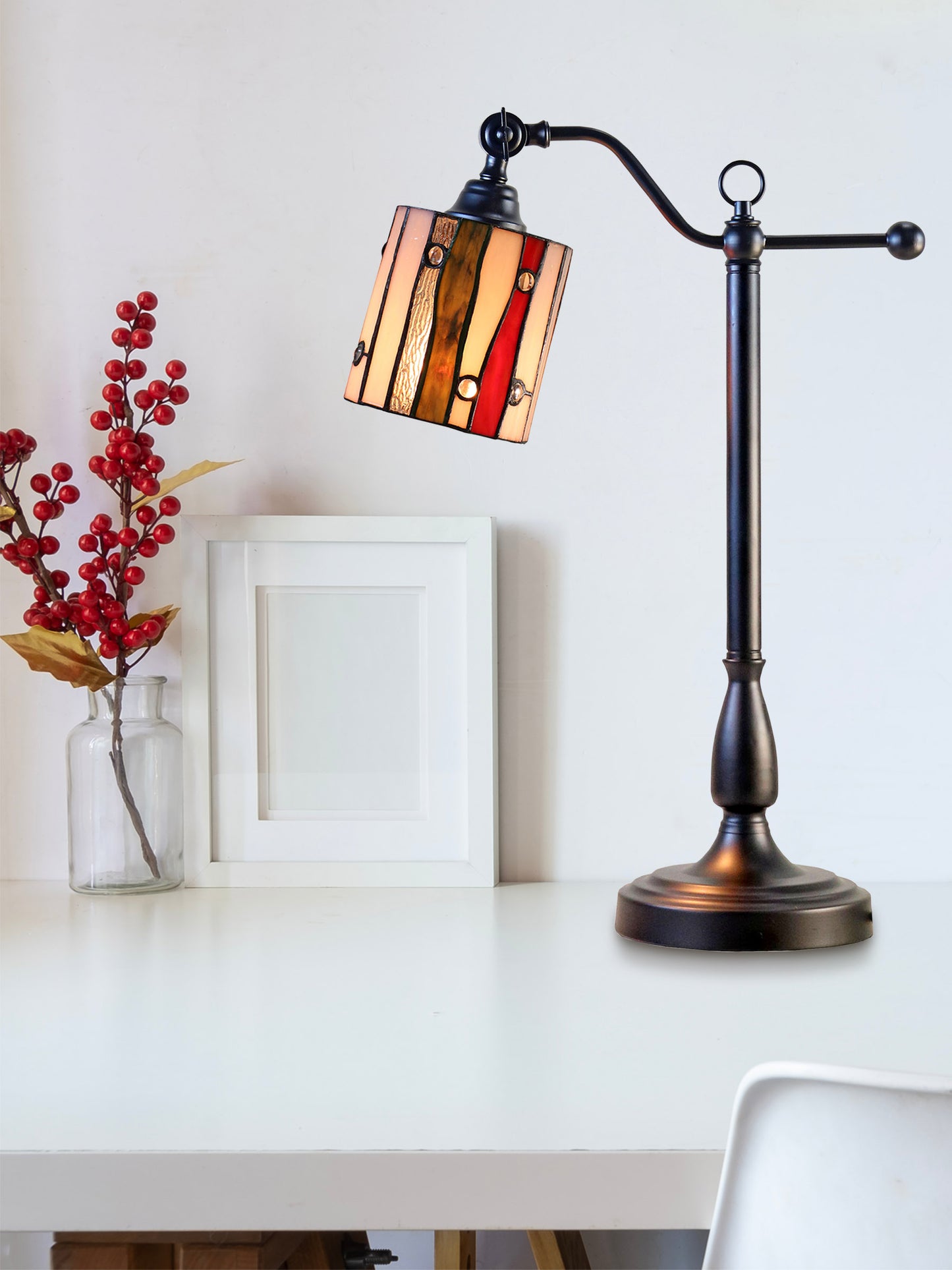 El Anza Tiffany Adjustable Shade Desk Lamp