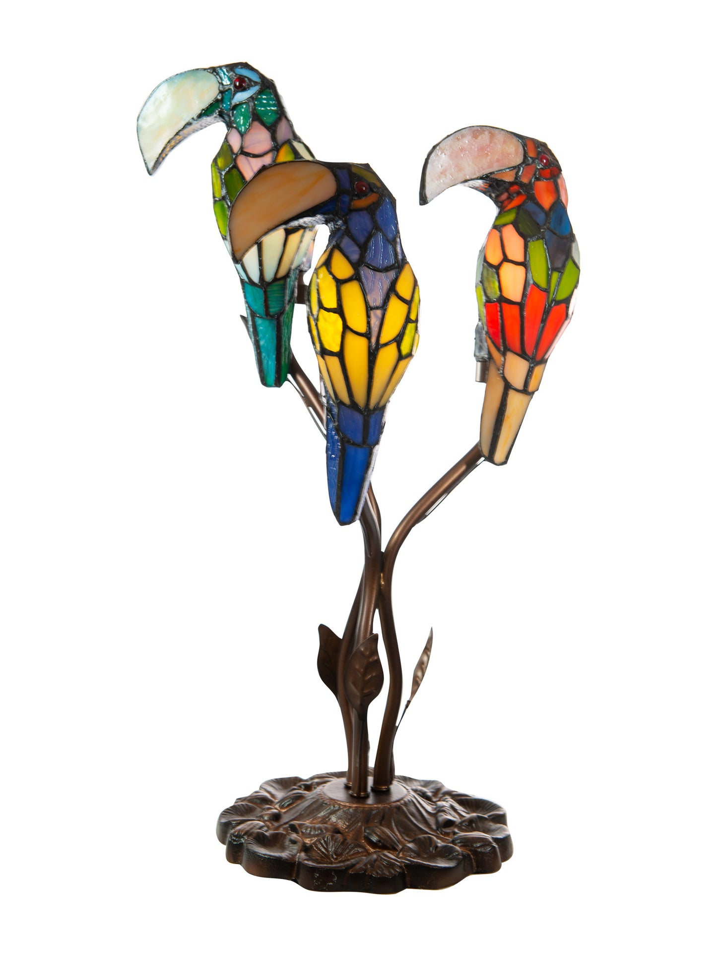 Three Parrots Tiffany Accent Lamp