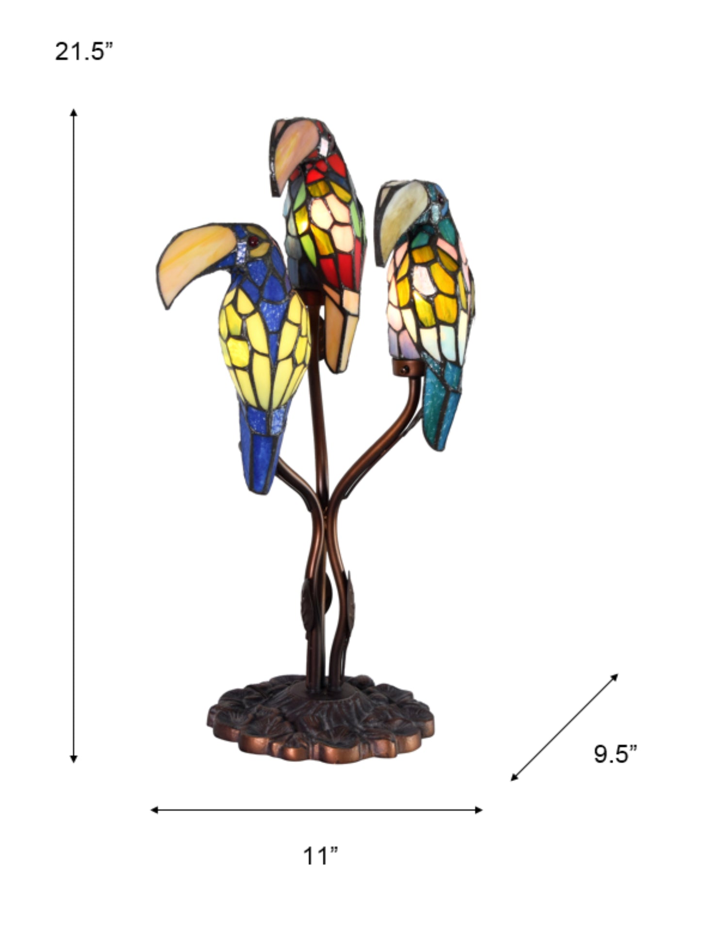 Three Parrots Tiffany Accent Lamp