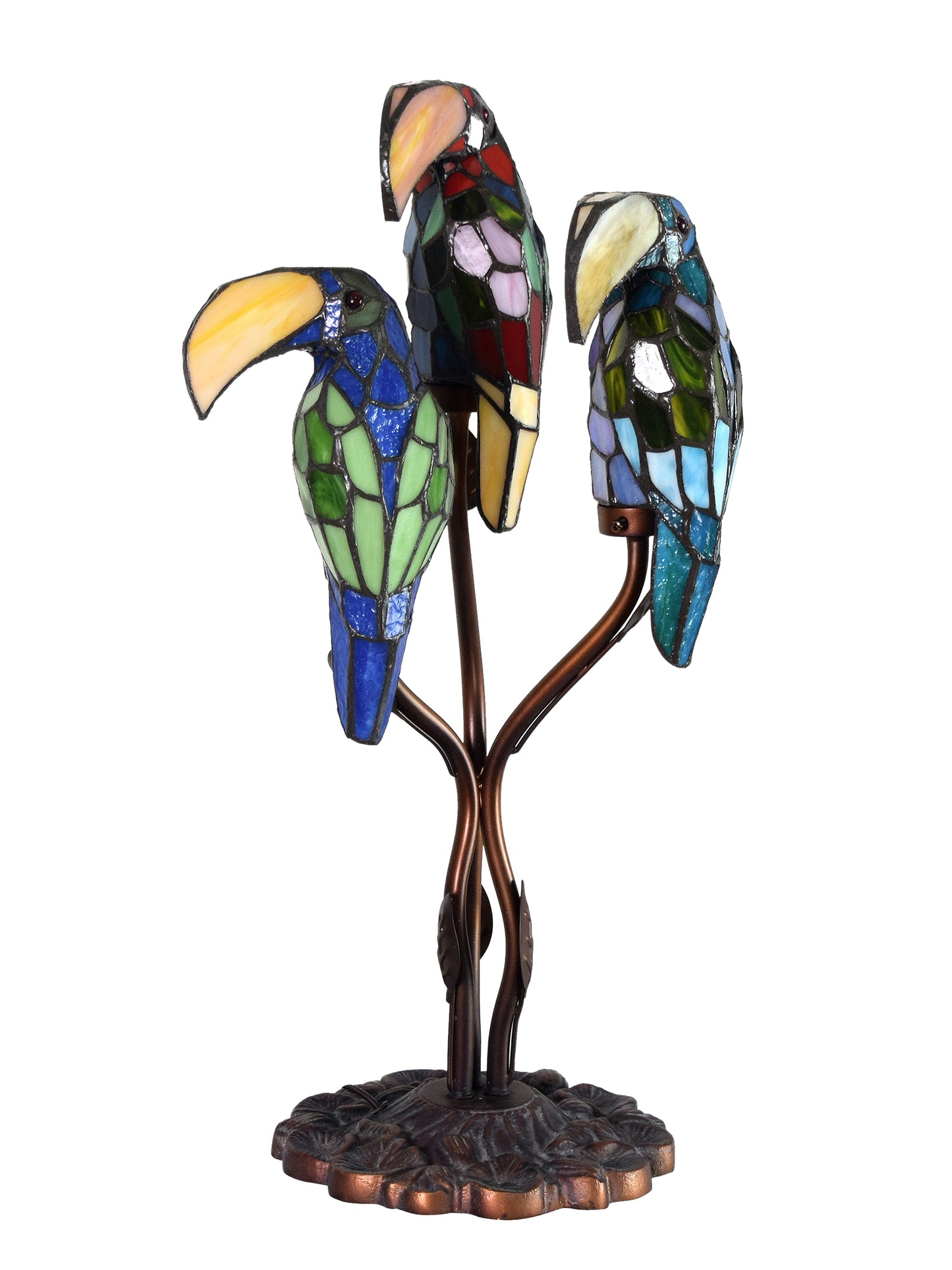 Three Parrots Tiffany Accent Lamp