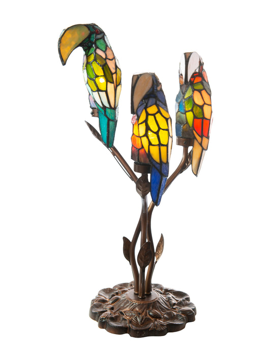 Three Parrots Tiffany Accent Lamp