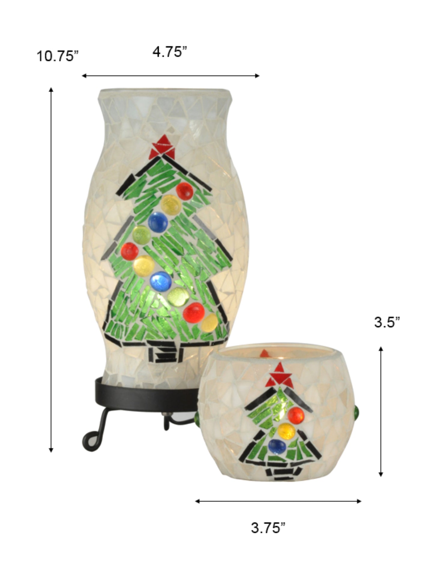 Christmas Combo Handmade Mosaic Accent Lamp and Candle Holder