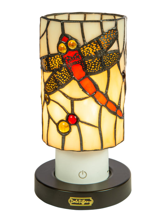 Red Damselfly Cordless Rechargeable Tiffany Accent Lamp